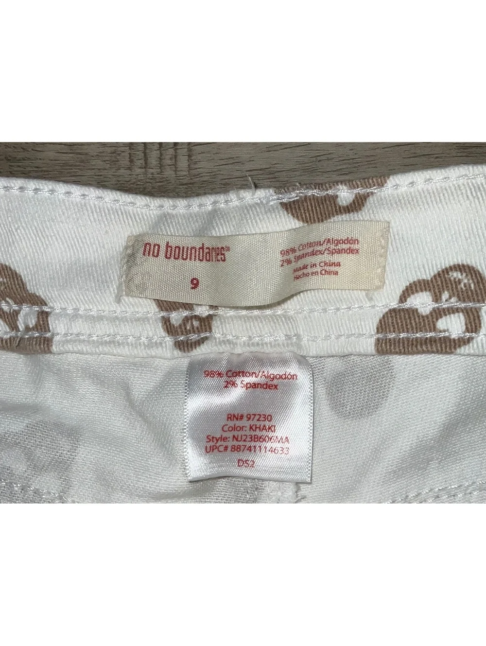 No Boundaries Women's Khaki Skull Print Denim Shorts Size 9